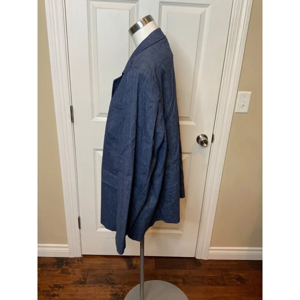 Michael Kors Dark Blue Linen Blazer, Size 24